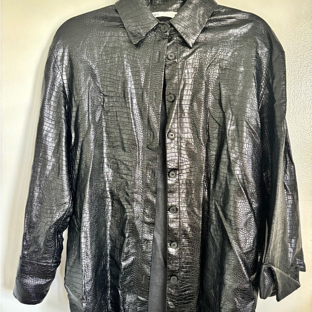Zara Black Textured Women’s Shirt/Jacket Button Up Long Sleeve “S”
